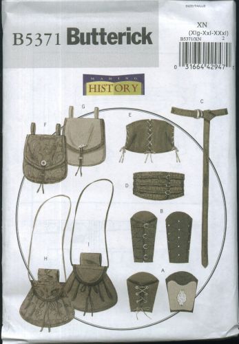 Butterick B5371 Making History Misses'/Men's Wrist Bracers, Corset, Belt and Pouches
