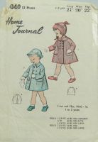 Australian Home Journal Sewing Pattern 9040 Child 1-2 yrs Coat and Hat