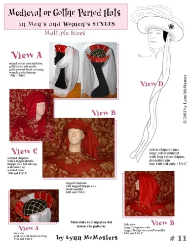 Medieval or Gothic Period Hats in Men's and Women's Styles