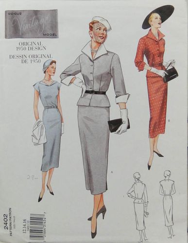 Vogue  V2402 "Vintage Model" Original 1950 Design Misses Jacket and Dress