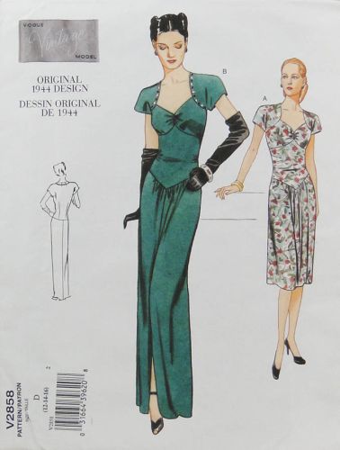 Vogue  V2858 "Vintage Model" Original 1944 Design Misses Dress
